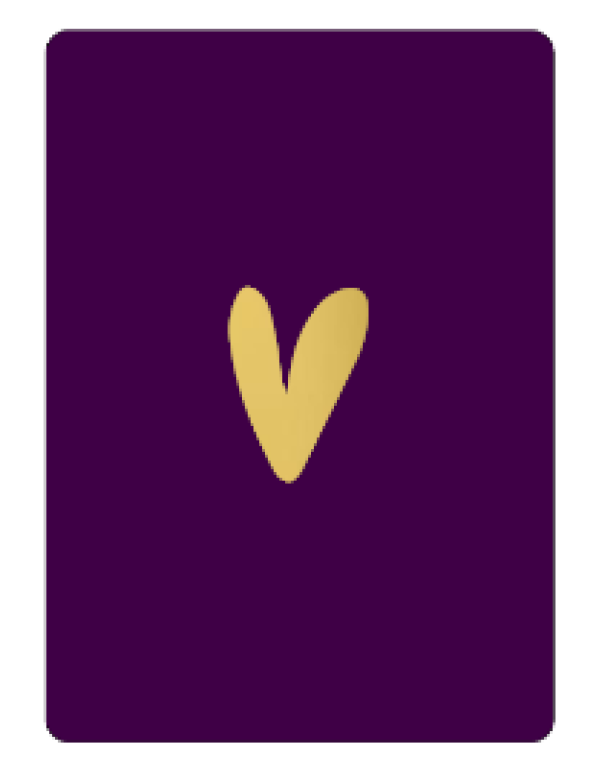 Cadeaukaartje A7-Goud hart, paars 