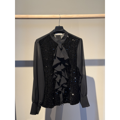 Pailletten Blouse Zwart