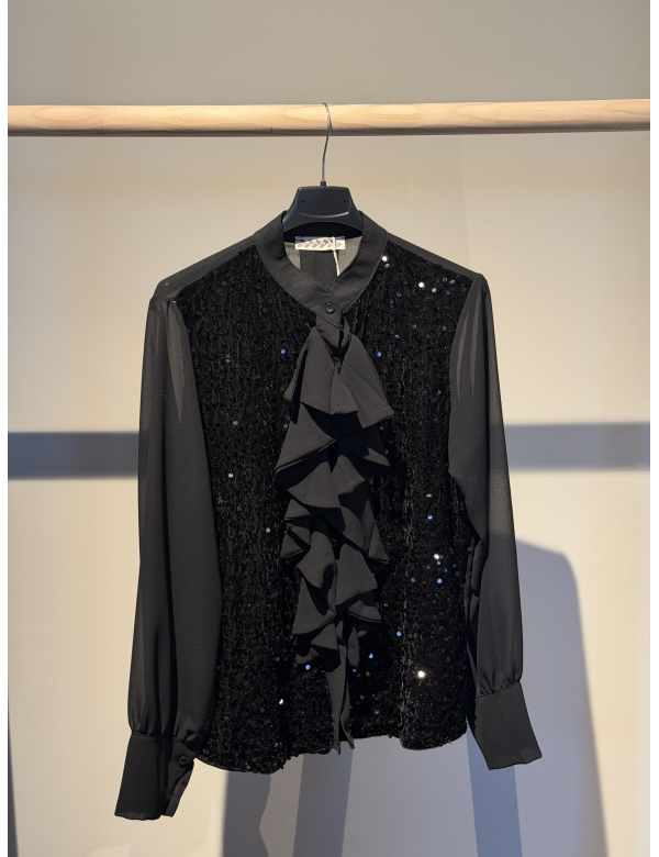 Pailletten Blouse Zwart