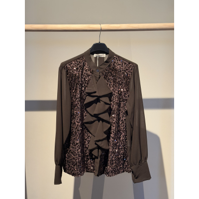 Pailletten Blouse Bruin
