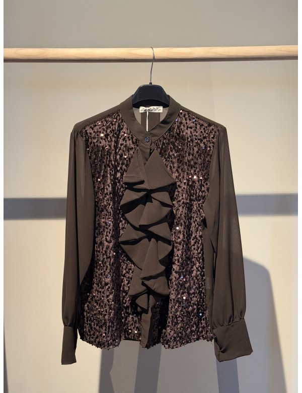Pailletten Blouse Bruin