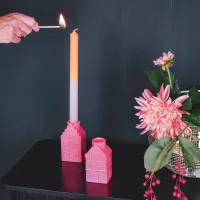 Kaarsenhouder Huis Neon Roze