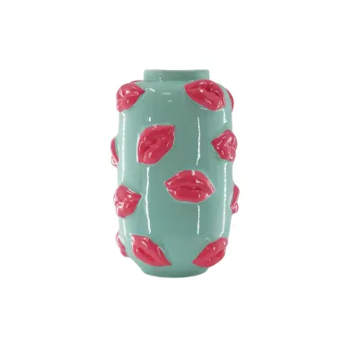 Kusjes vaas mint/roze