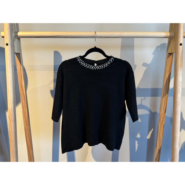 Strass Top Steffie Zwart