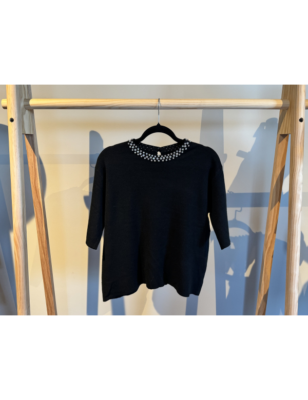 Strass Top Steffie Zwart